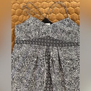 LOFT Black and White Empire Waist Maxi Sundress